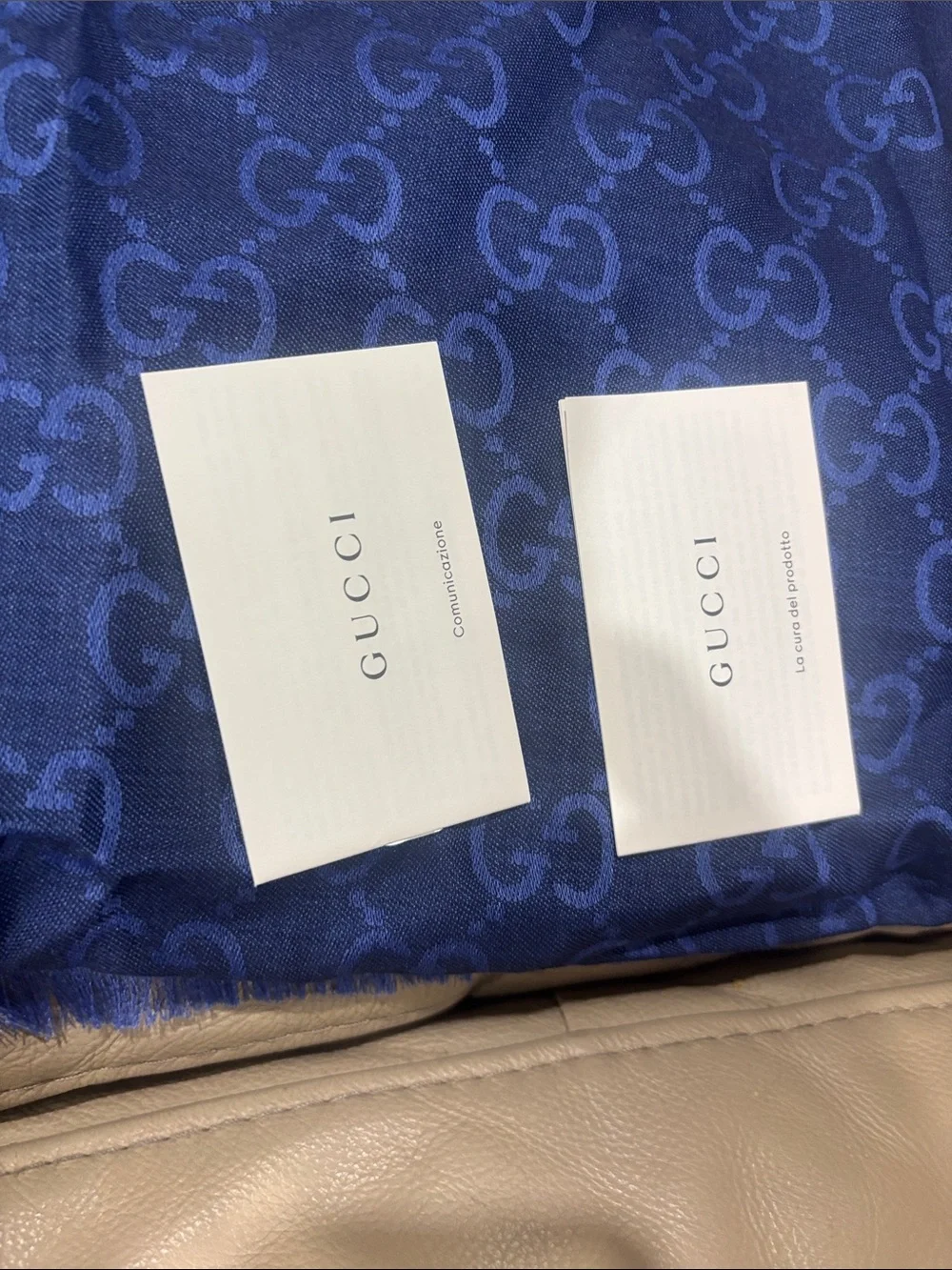 Gucci Unisex Deep Blue GG Jacquard Scarf 18x70 inches